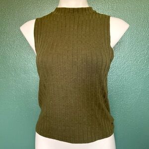 American Eagle AEO First Essentials Turtleneck High Neck Army Green Tank Top